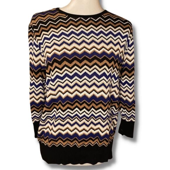 Alfred Dunner Chevon Gold Shimmer Sweater Top Women's Size 1x - Picture 1 of 7